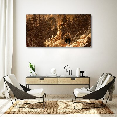 Foto auf leinwand Grizzly in einer Berglandschaft