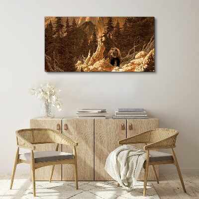 Foto auf leinwand Grizzly in einer Berglandschaft