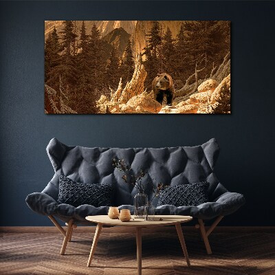 Foto auf leinwand Grizzly in einer Berglandschaft