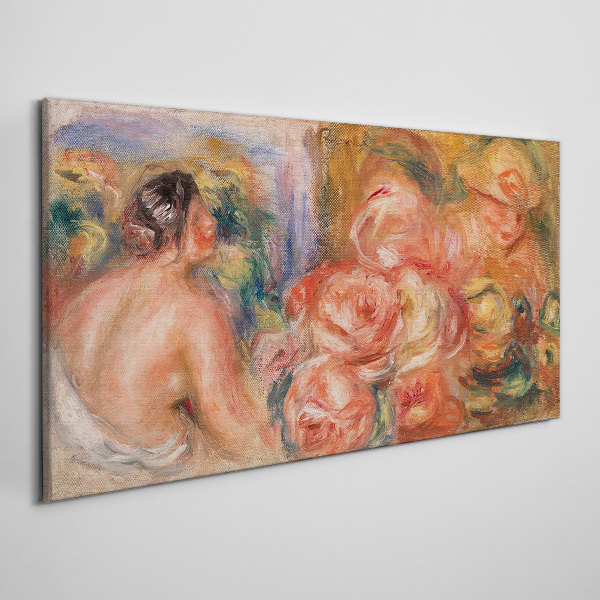 Foto auf leinwand Blumen und eine Frau