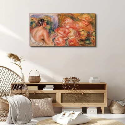 Foto auf leinwand Blumen und eine Frau