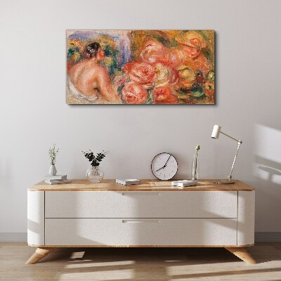 Foto auf leinwand Blumen und eine Frau