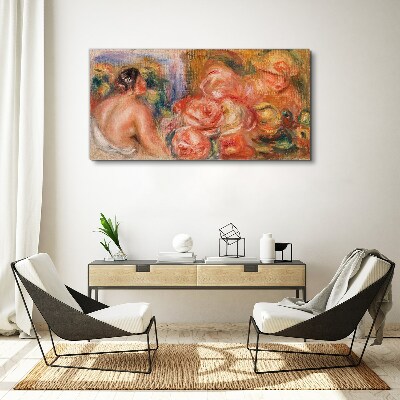 Foto auf leinwand Blumen und eine Frau