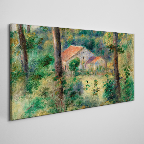 Wandbild Grüne Landschaft mit Häusern