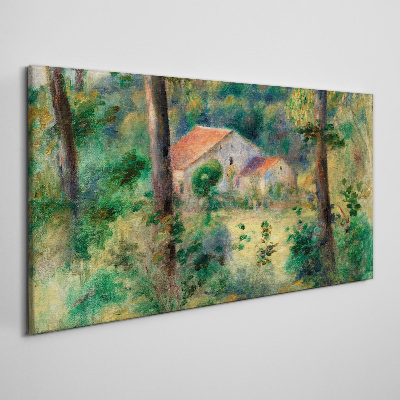 Wandbild Grüne Landschaft mit Häusern