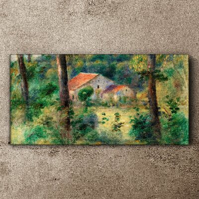 Wandbild Grüne Landschaft mit Häusern