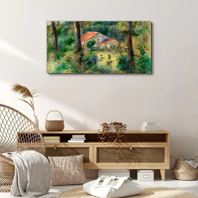 Wandbild Grüne Landschaft mit Häusern