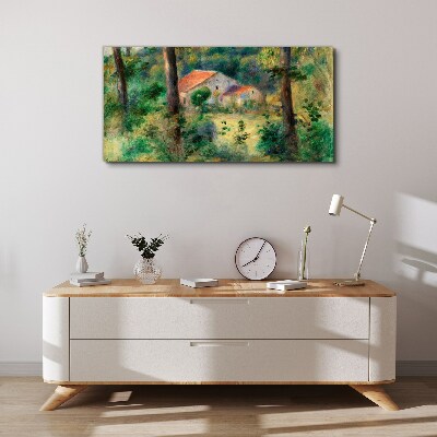Wandbild Grüne Landschaft mit Häusern