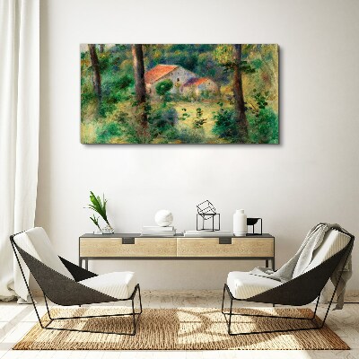 Wandbild Grüne Landschaft mit Häusern