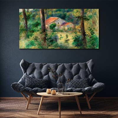 Wandbild Grüne Landschaft mit Häusern