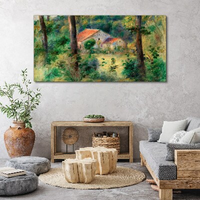 Wandbild Grüne Landschaft mit Häusern