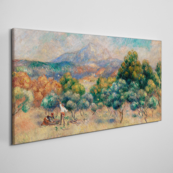 Foto auf leinwand Landschaft mit Bäumen und einem Häuschen