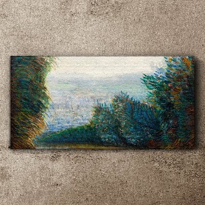 Wandbild Grüne Landschaft mit Nebel
