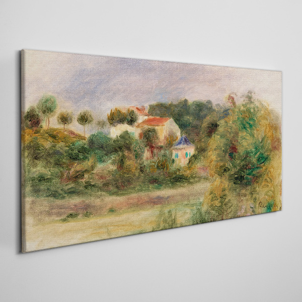 Bild auf leinwand Idyllische Landschaft mit einem Haus