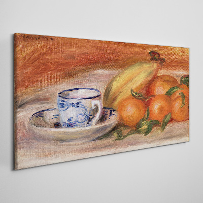 Foto auf leinwand Obsttisch mit einer Tasse
