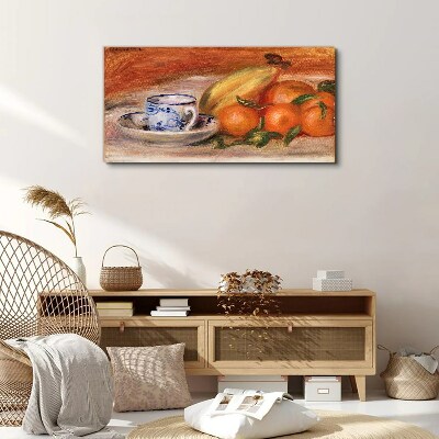 Foto auf leinwand Obsttisch mit einer Tasse