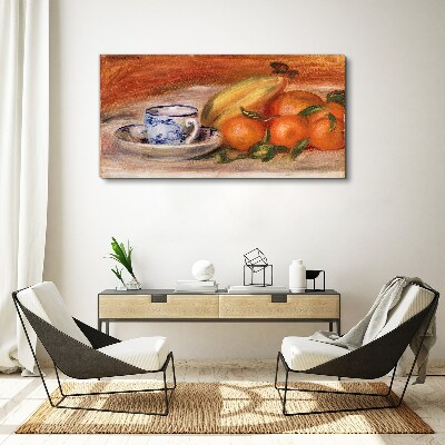 Foto auf leinwand Obsttisch mit einer Tasse