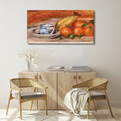 Foto auf leinwand Obsttisch mit einer Tasse