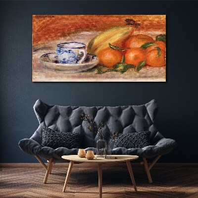 Foto auf leinwand Obsttisch mit einer Tasse