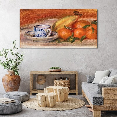 Foto auf leinwand Obsttisch mit einer Tasse