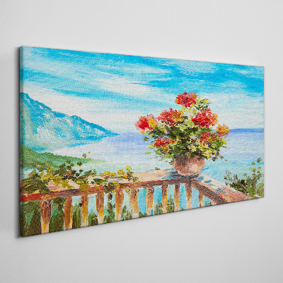 Foto auf leinwand Blumen Meer Himmel