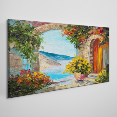 Foto auf leinwand Küstenlandschaft mit Blumen