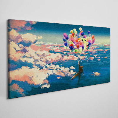 Foto auf leinwand Flug in den Wolken mit Ballons