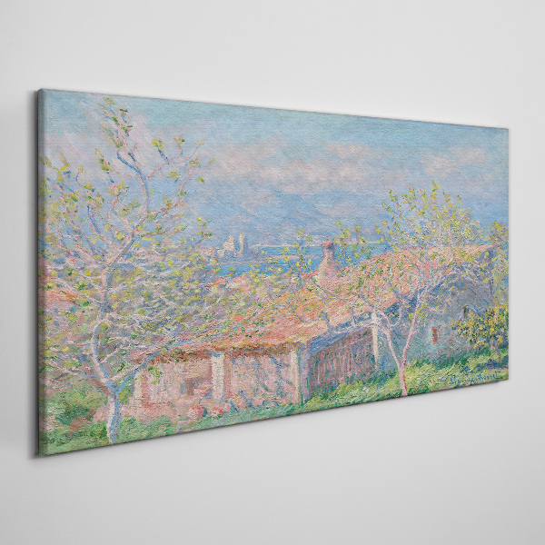 Foto auf leinwand Eine friedliche Landschaft mit einem Haus und Bäumen