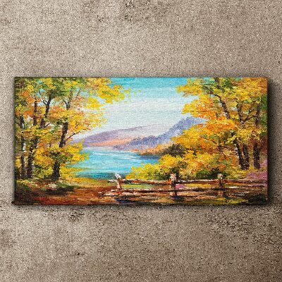 Foto auf leinwand Herbstlandschaft am See