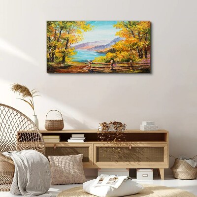 Foto auf leinwand Herbstlandschaft am See
