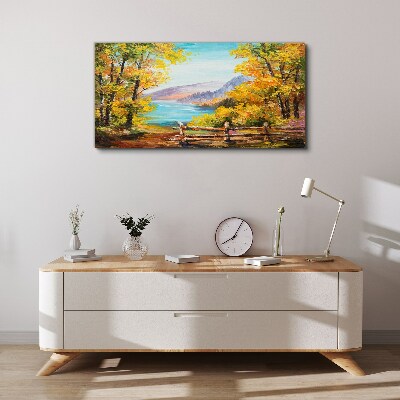 Foto auf leinwand Herbstlandschaft am See