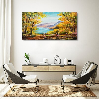 Foto auf leinwand Herbstlandschaft am See