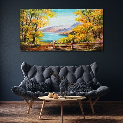 Foto auf leinwand Herbstlandschaft am See