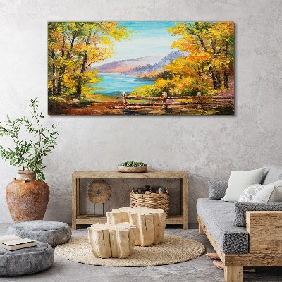 Foto auf leinwand Herbstlandschaft am See