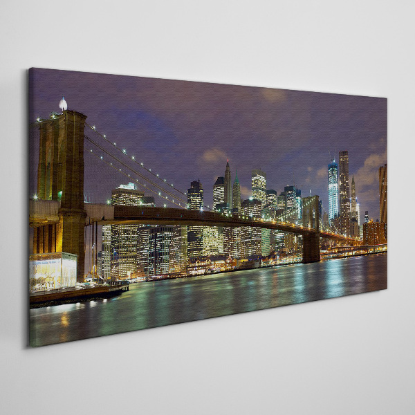 Foto auf leinwand Brooklyn Bridge bei Nacht