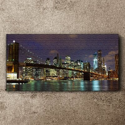 Foto auf leinwand Brooklyn Bridge bei Nacht