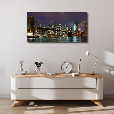 Foto auf leinwand Brooklyn Bridge bei Nacht