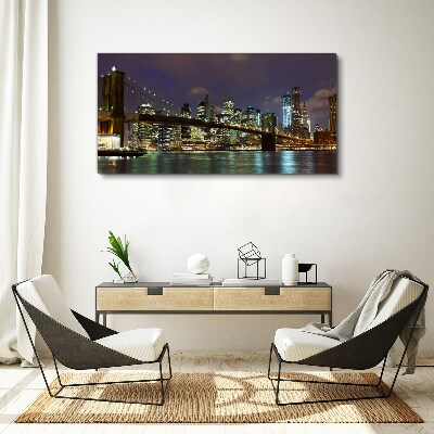 Foto auf leinwand Brooklyn Bridge bei Nacht