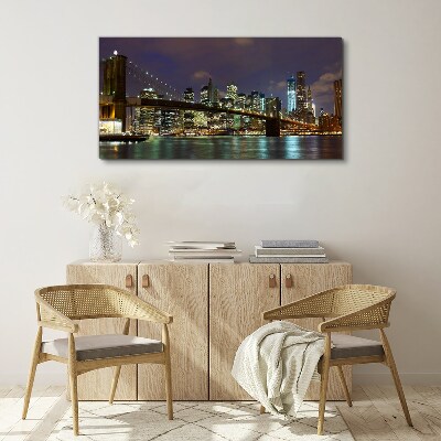 Foto auf leinwand Brooklyn Bridge bei Nacht