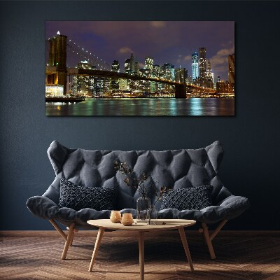 Foto auf leinwand Brooklyn Bridge bei Nacht