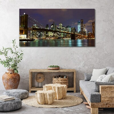 Foto auf leinwand Brooklyn Bridge bei Nacht