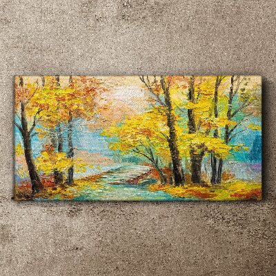 Foto auf leinwand Goldener Herbst an einem ruhigen Fluss