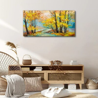 Foto auf leinwand Goldener Herbst an einem ruhigen Fluss