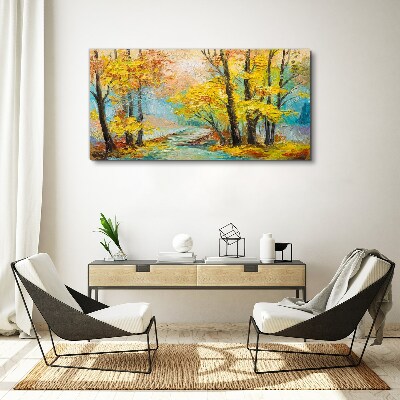 Foto auf leinwand Goldener Herbst an einem ruhigen Fluss