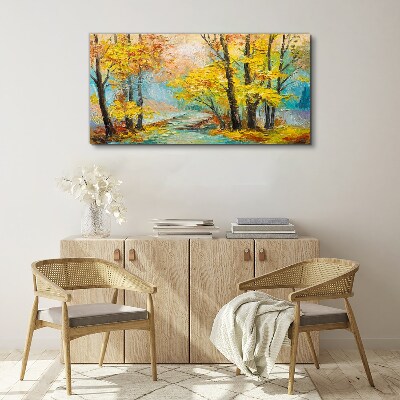 Foto auf leinwand Goldener Herbst an einem ruhigen Fluss