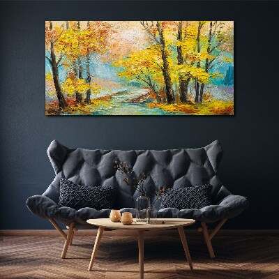 Foto auf leinwand Goldener Herbst an einem ruhigen Fluss