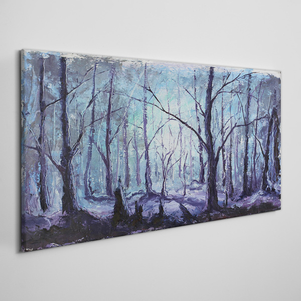Foto leinwand Winterwald in Blautönen