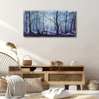 Foto leinwand Winterwald in Blautönen