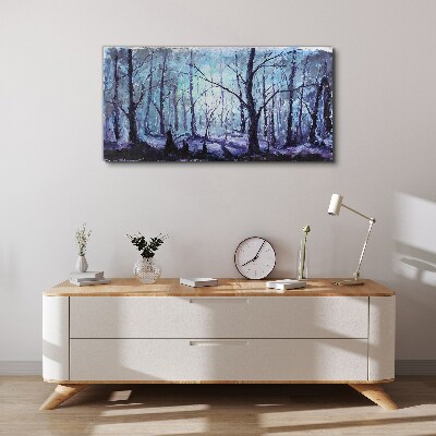 Foto leinwand Winterwald in Blautönen
