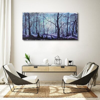 Foto leinwand Winterwald in Blautönen